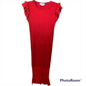 Genny Ruffle Sweater Dress 4 Textured Ribbed Knit